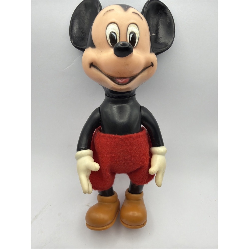 Vintage 8" Mickey Mouse Squeak Toy Walt Disney Productions Made in Japan Works